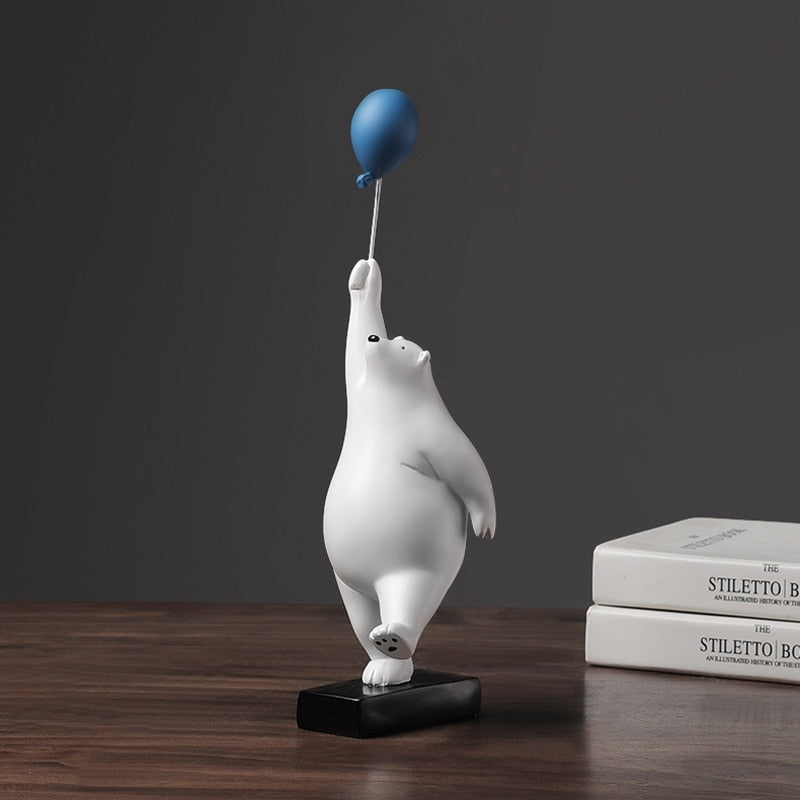 Escultura de Urso Polar com Balão Nanu