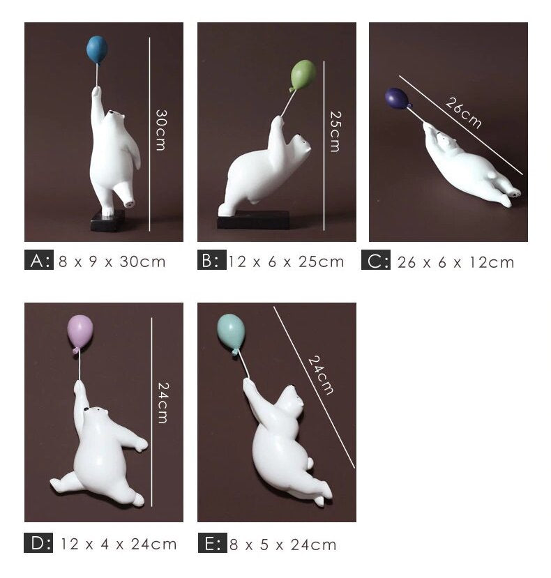 Escultura de Urso Polar com Balão Nanu