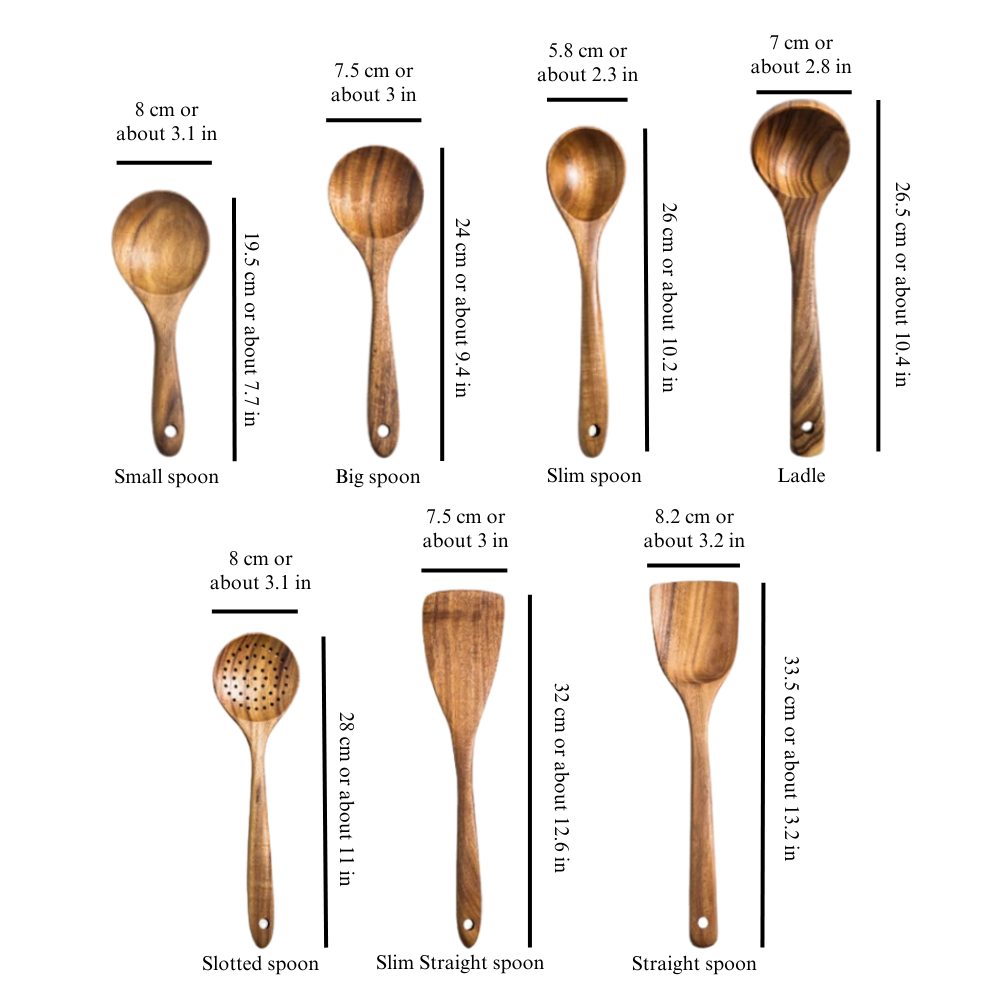 Conjunto de Utensílios de Cozinha em Madeira Natural – 7 Peças