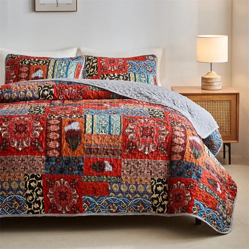 Conjunto de Colcha Patchwork Floral