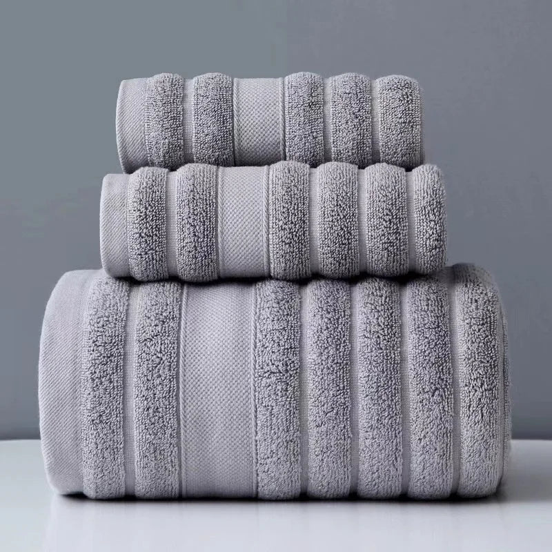 Luxuoso Conjunto de Toalhas de Algodão - 3 Peças