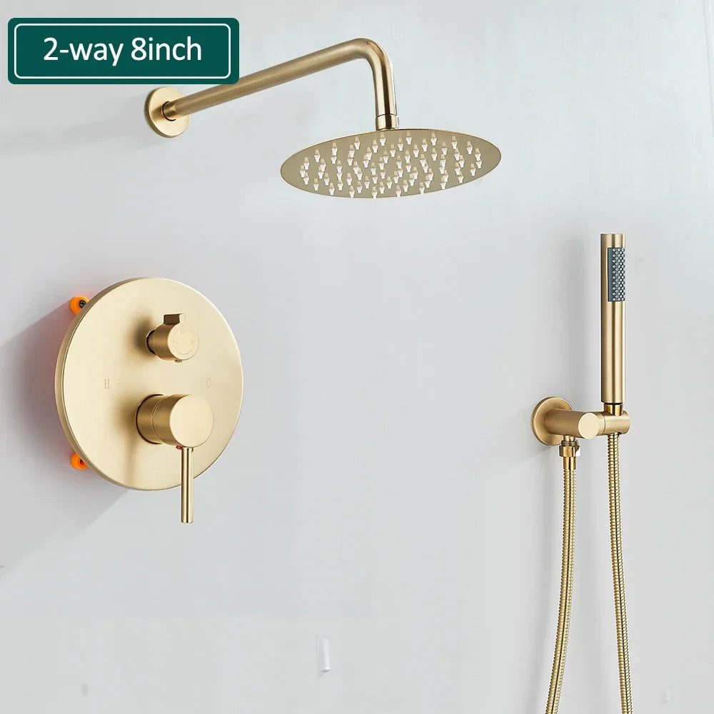 Elegante Conjunto de Duche em Dourado Escovado