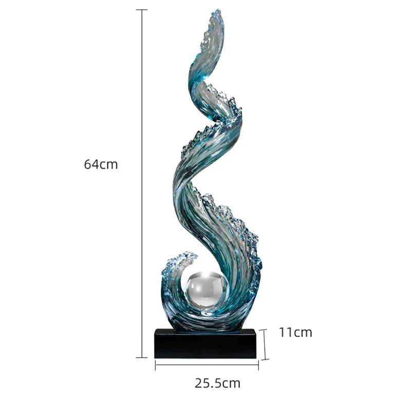 Elegante Escultura Azul em Resina