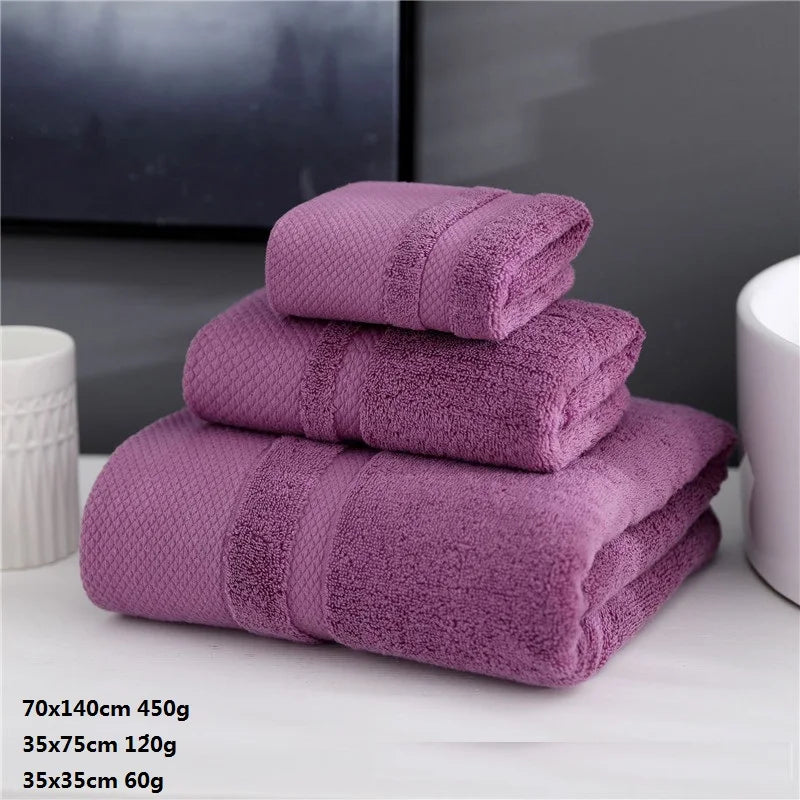Luxuoso Conjunto de Toalhas de Algodão - 3 Peças