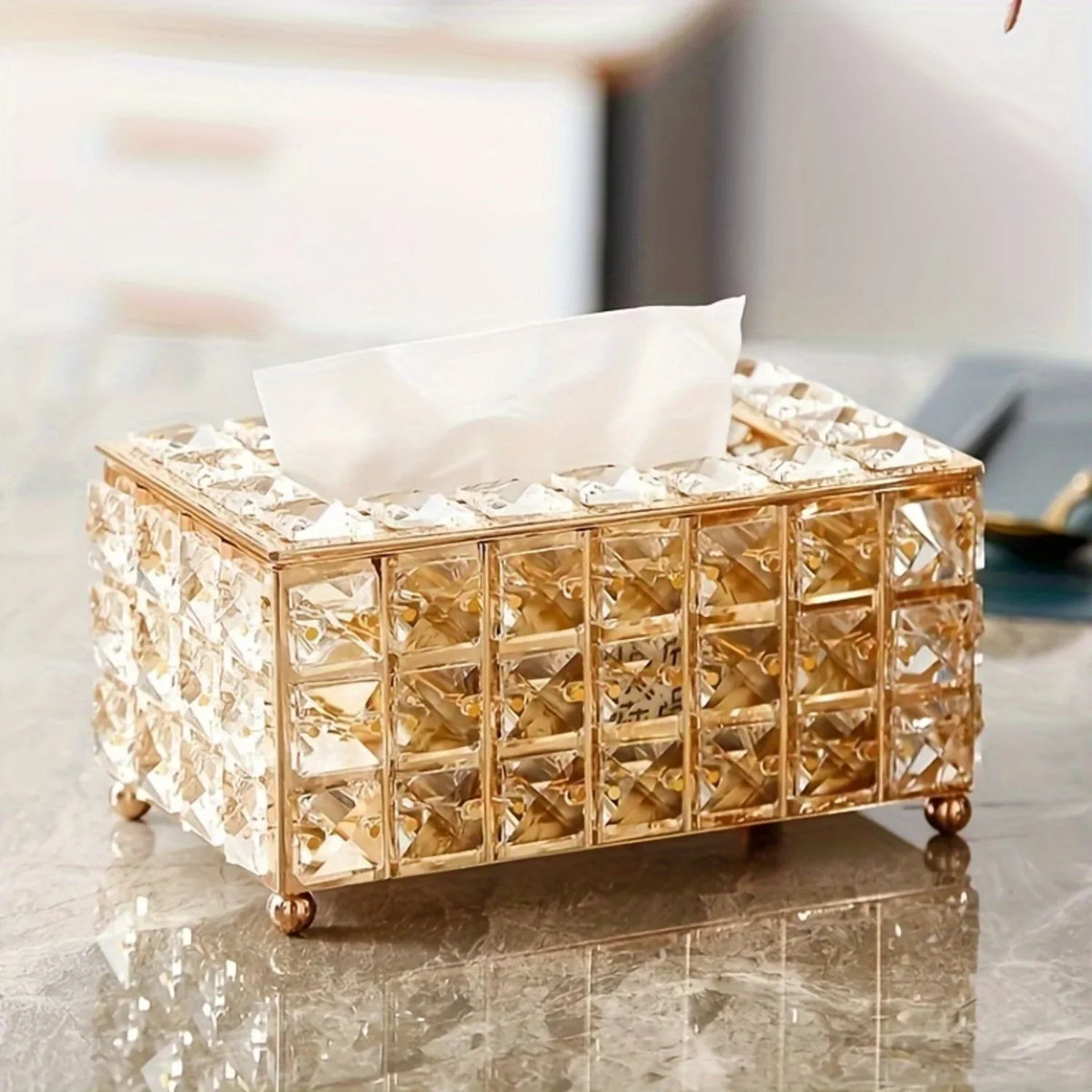 Elegante Caixa de Lenços em Cristal