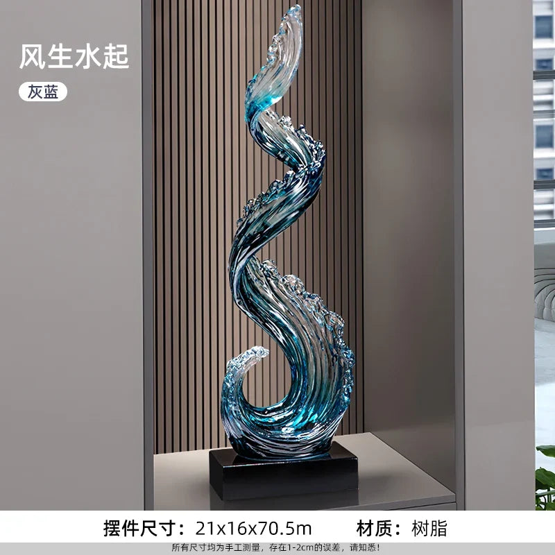 Elegante Escultura Azul em Resina