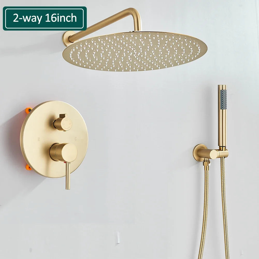 Elegante Conjunto de Duche em Dourado Escovado