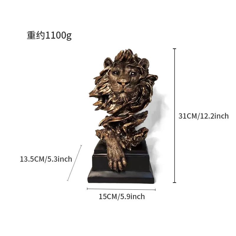 Elegante Escultura de Leão em Resina
