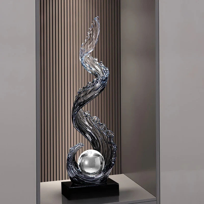 Elegante Escultura Azul em Resina