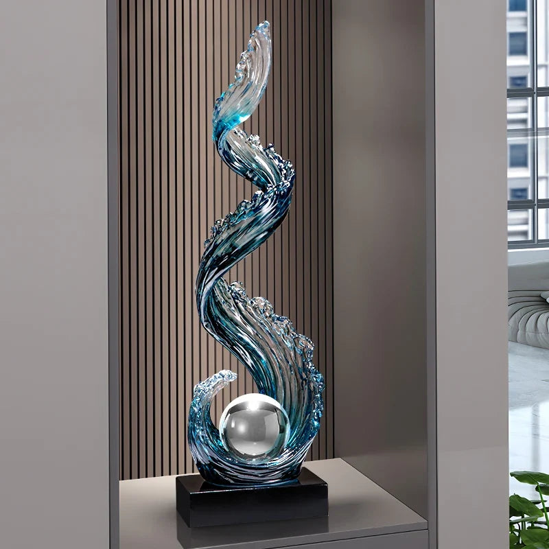 Elegante Escultura Azul em Resina