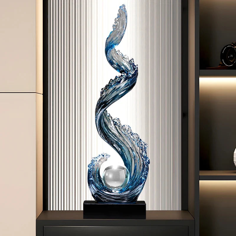 Elegante Escultura Azul em Resina