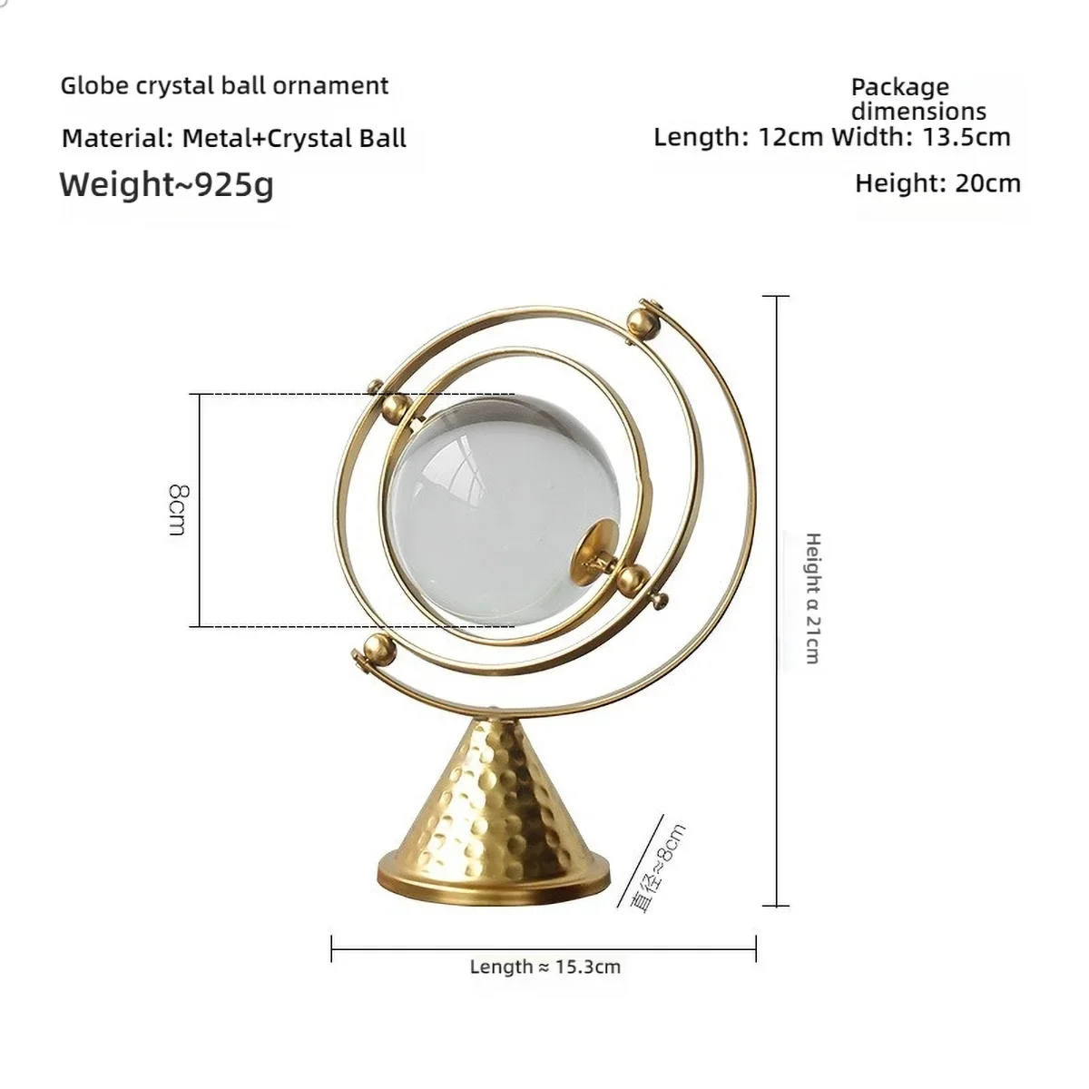 Conjunto Decorativo Dourado com Cristal