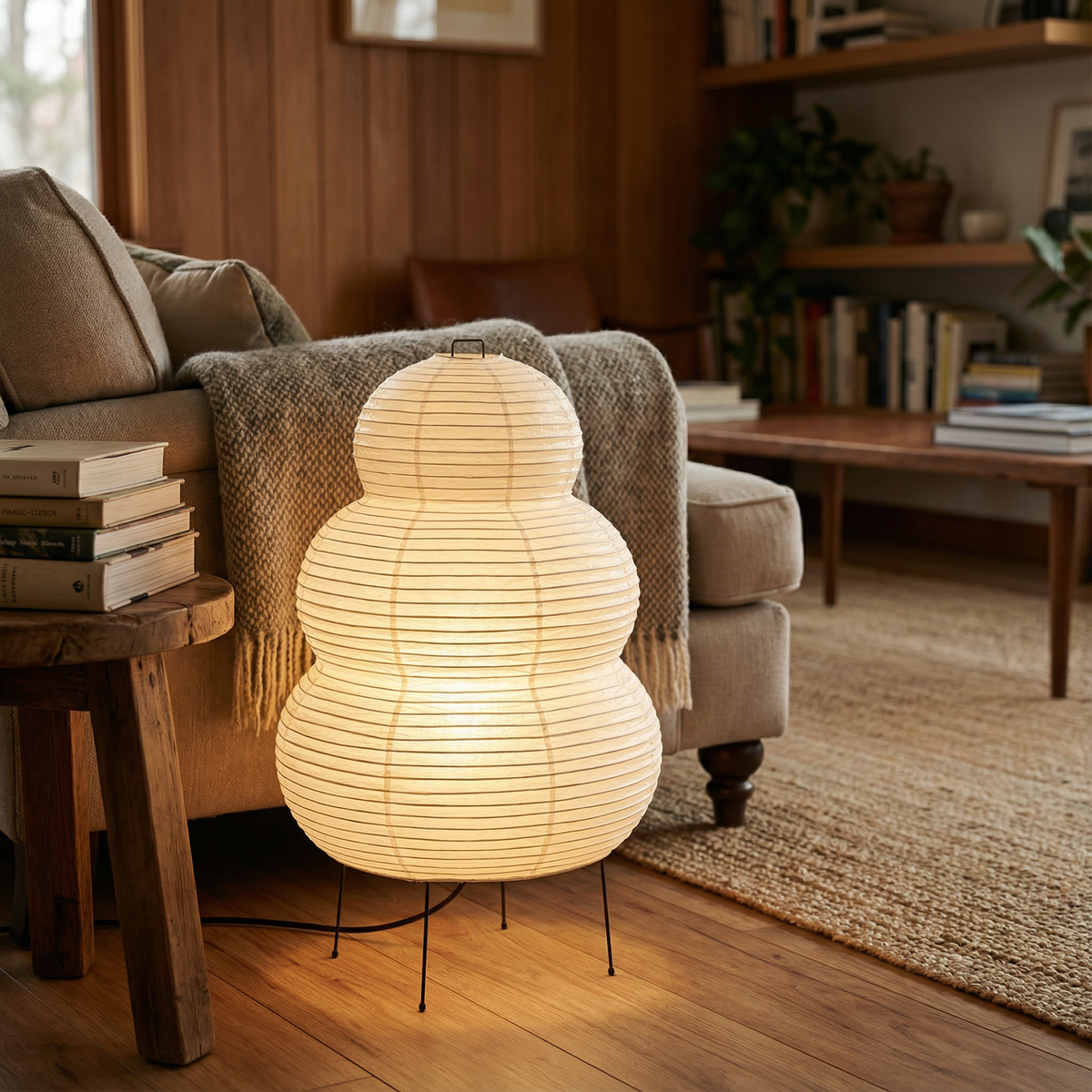 Candeeiro LED Wabi-Sabi em Papel de Arroz