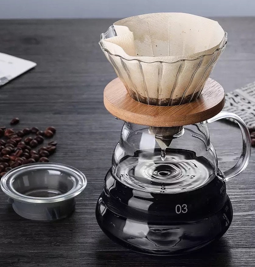 Conjunto de Dripper de Café em Vidro Hario V60 – 500ml
