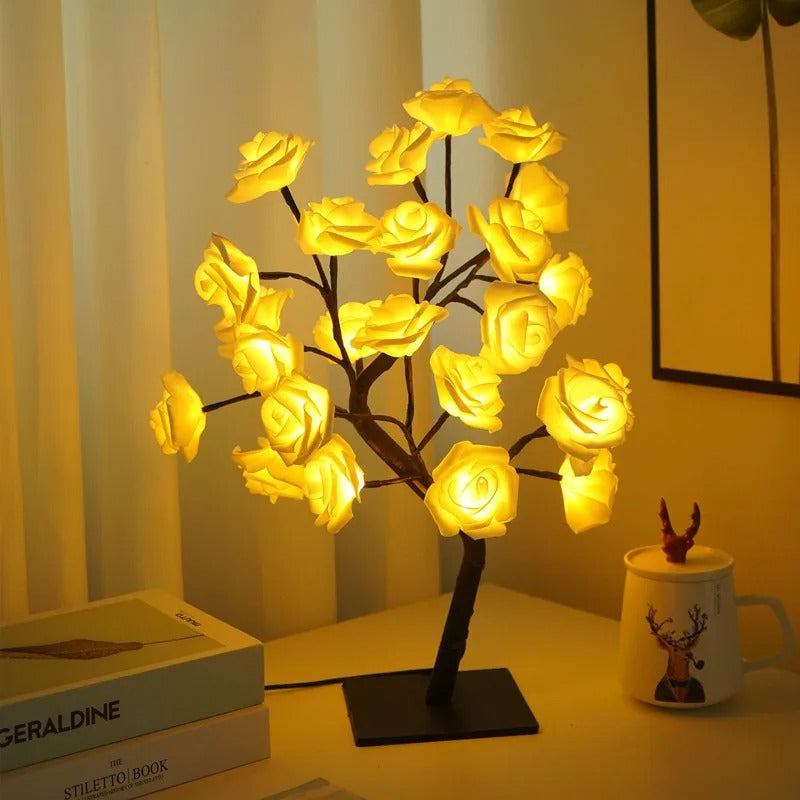 Candeeiro de Mesa Árvore de Rosas LED – Luz Decorativa USB 45cm