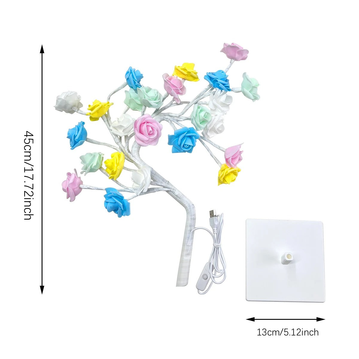 Candeeiro de Mesa Árvore de Rosas LED – Luz Decorativa USB 45cm
