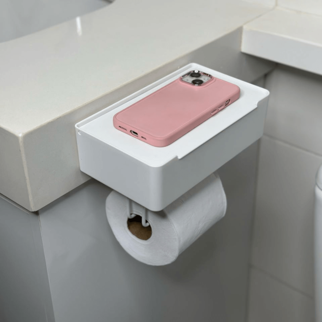 Suporte de Papel Higiénico de Parede 3M com Prateleira de Arrumação