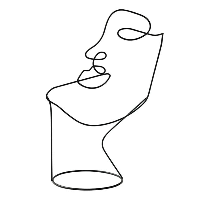 Escultura de Rosto Abstrato em Arte Linear Miro