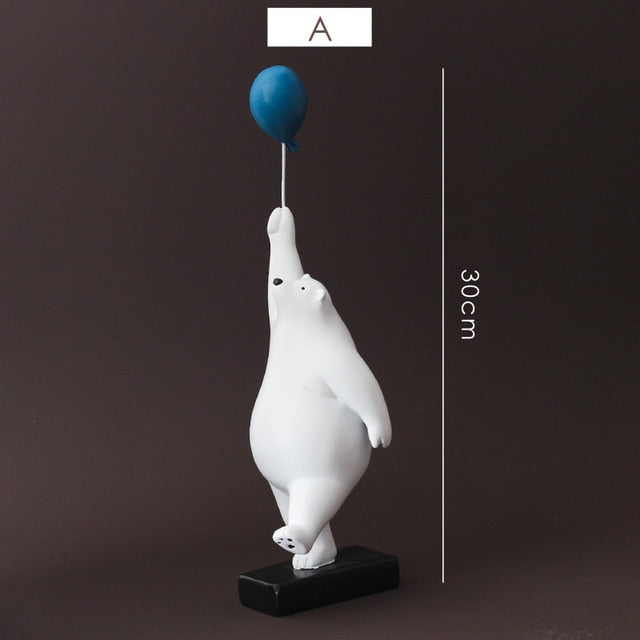 Escultura de Urso Polar com Balão Nanu
