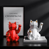 Escultura de Gato Geométrico Maneki