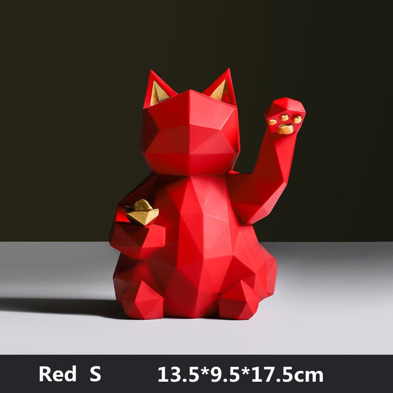Escultura de Gato Geométrico Maneki