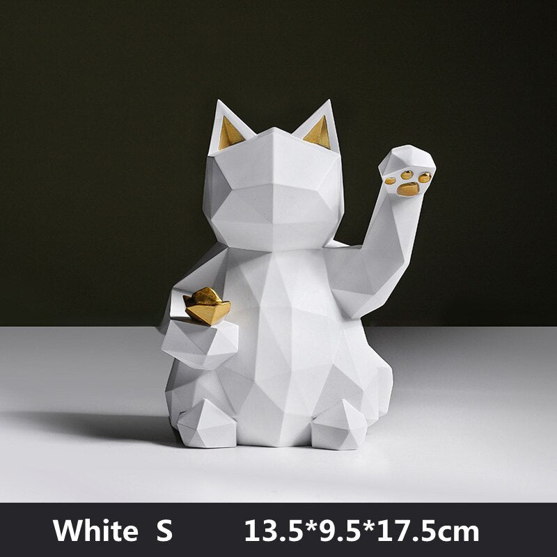 Escultura de Gato Geométrico Maneki