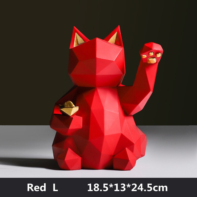Escultura de Gato Geométrico Maneki