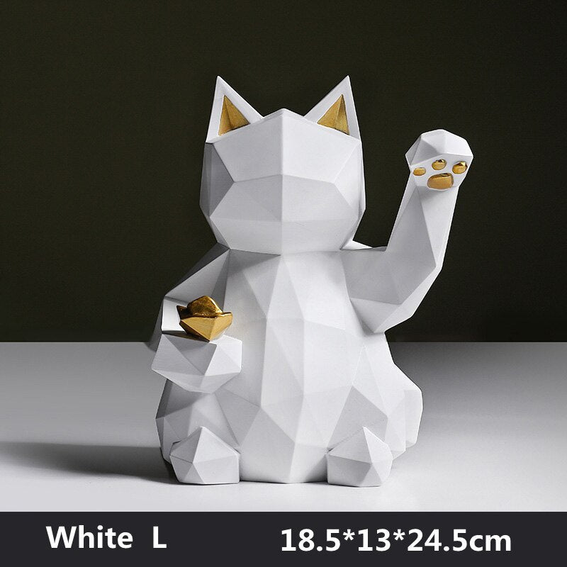 Escultura de Gato Geométrico Maneki