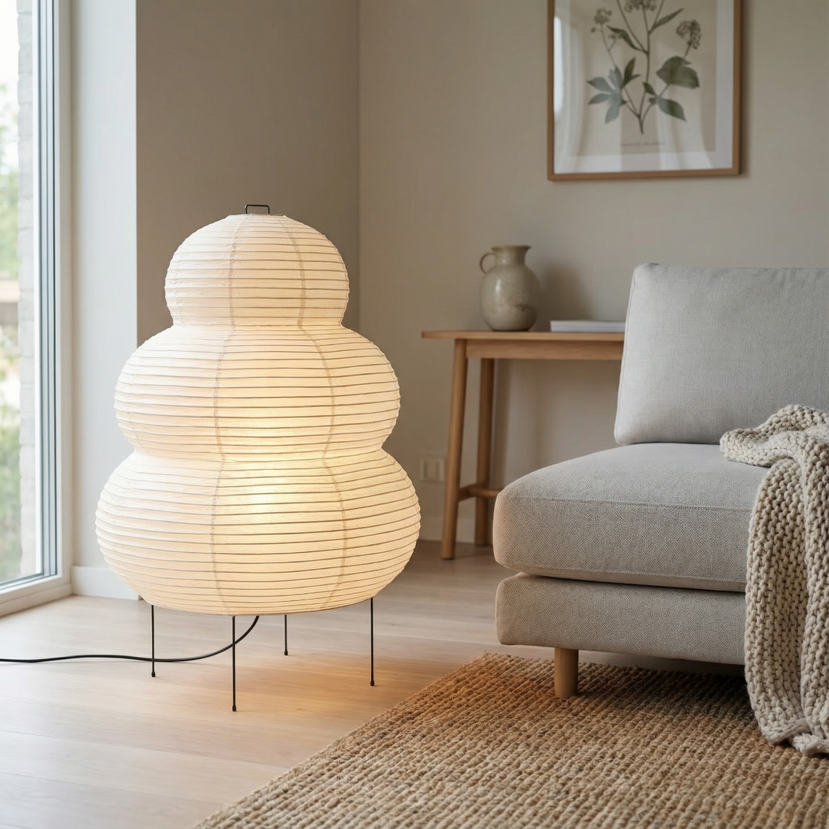 Candeeiro LED Wabi-Sabi em Papel de Arroz