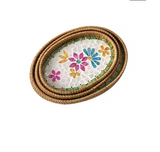 Tabuleiro de Servir Oval Luxe em Rattan e Madrepérola