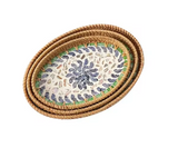Tabuleiro de Servir Oval Luxe em Rattan e Madrepérola
