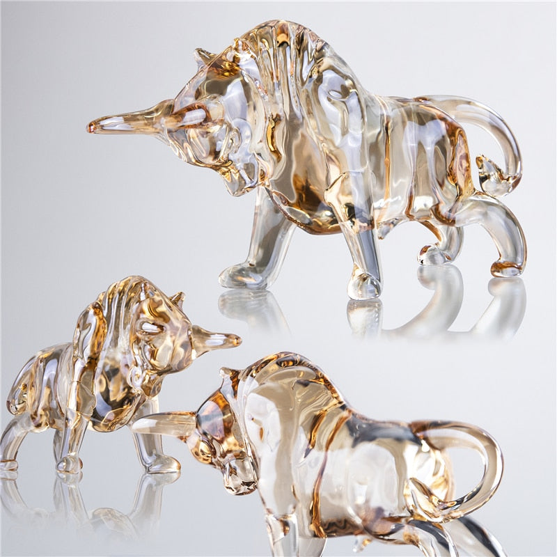 Escultura de Touro em Cristal Aureus