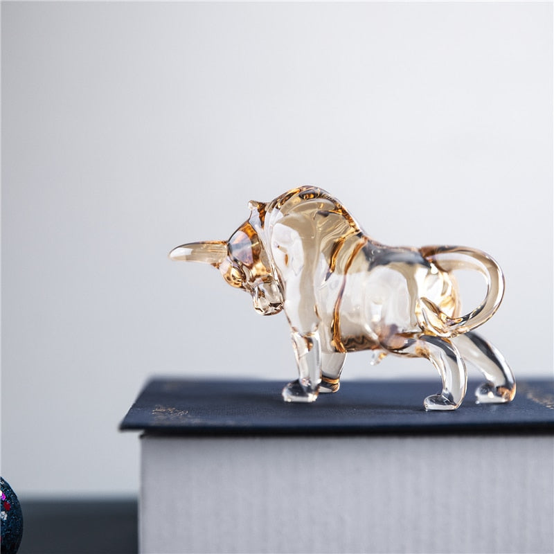 Escultura de Touro em Cristal Aureus