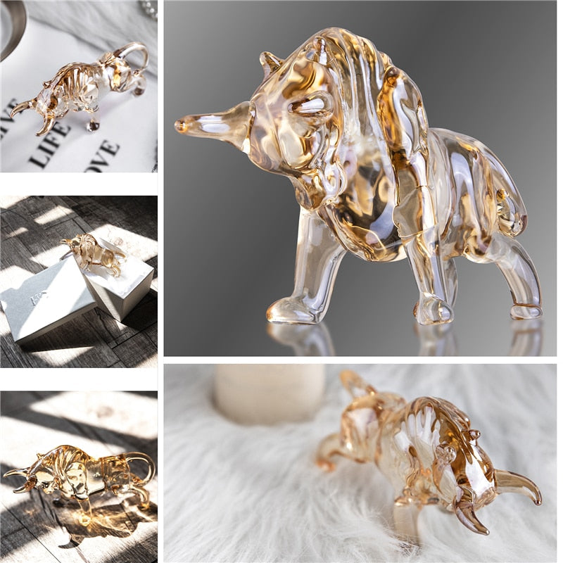 Escultura de Touro em Cristal Aureus