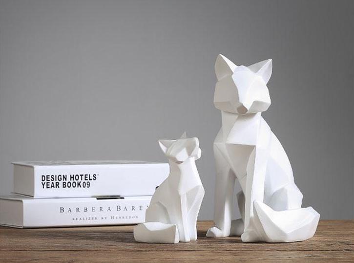 Escultura de Raposa Geométrica Lumi