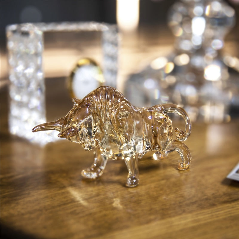 Escultura de Touro em Cristal Aureus