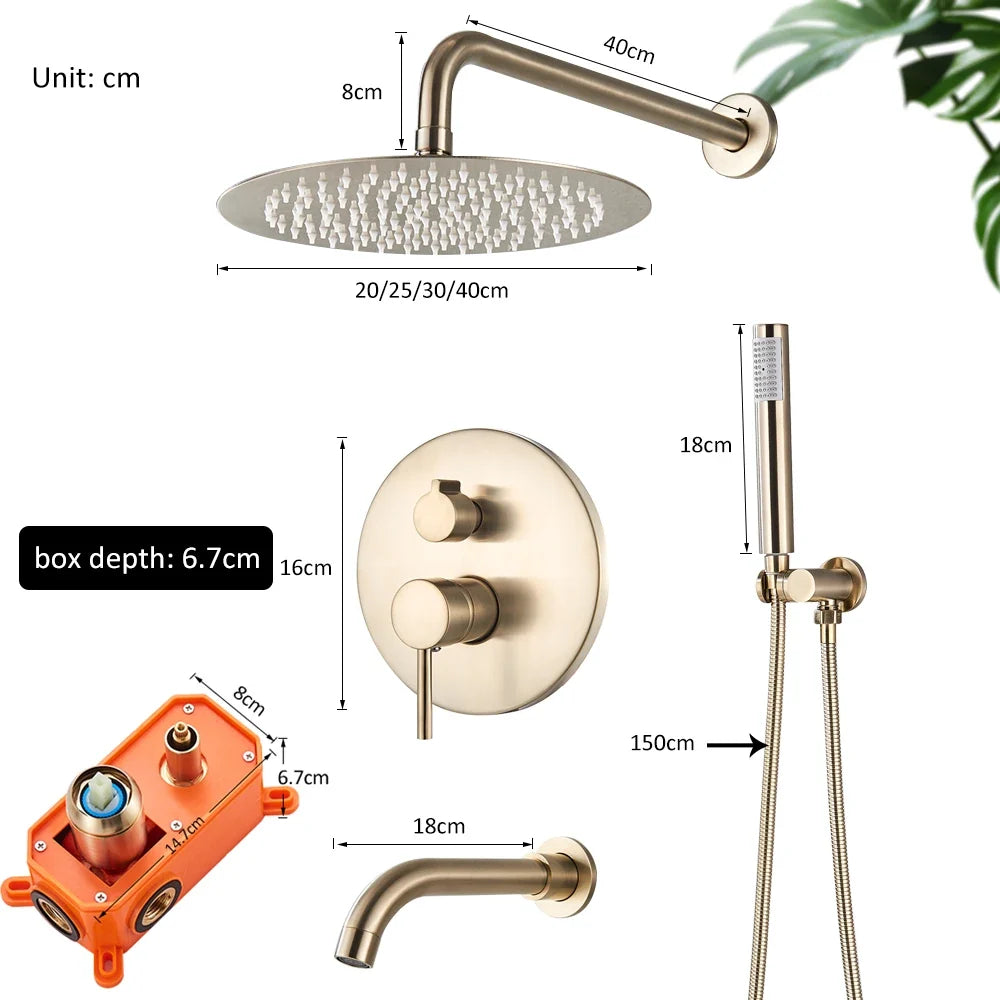Elegante Conjunto de Duche em Dourado Escovado