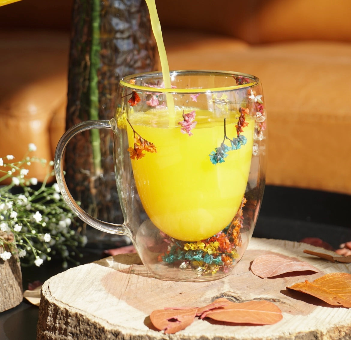 Caneca de Vidro de Parede Dupla Outono – 300ml