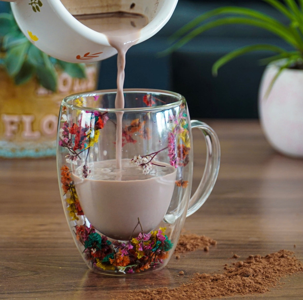 Caneca de Vidro de Parede Dupla Outono – 300ml