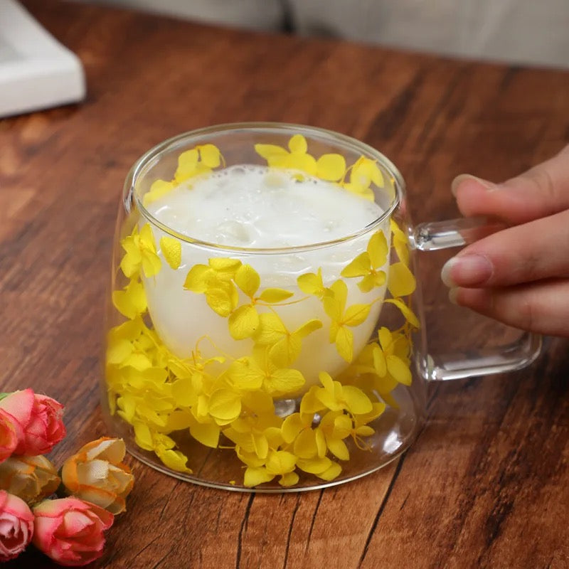 Caneca de Vidro de Parede Dupla Botânica – 200ml