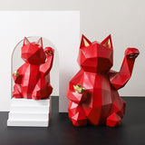 Escultura de Gato Geométrico Maneki