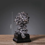 Elegante Escultura de Leão em Resina