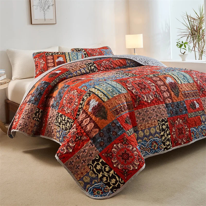 Conjunto de Colcha Patchwork Floral