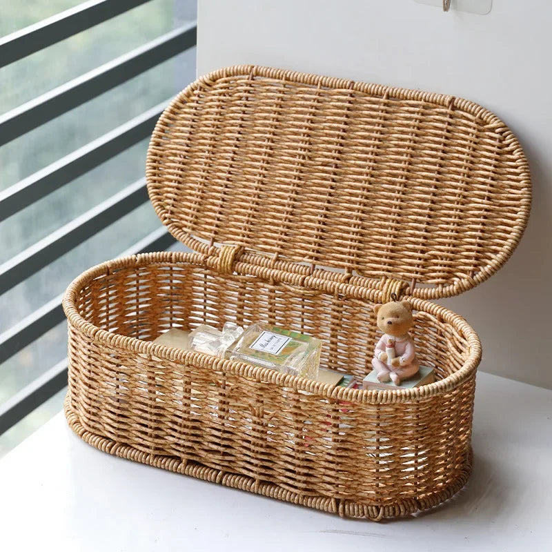 Cesto de Arrumação Boho em Rattan