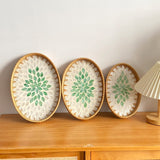 Tabuleiro de Servir Oval Luxe em Rattan e Madrepérola