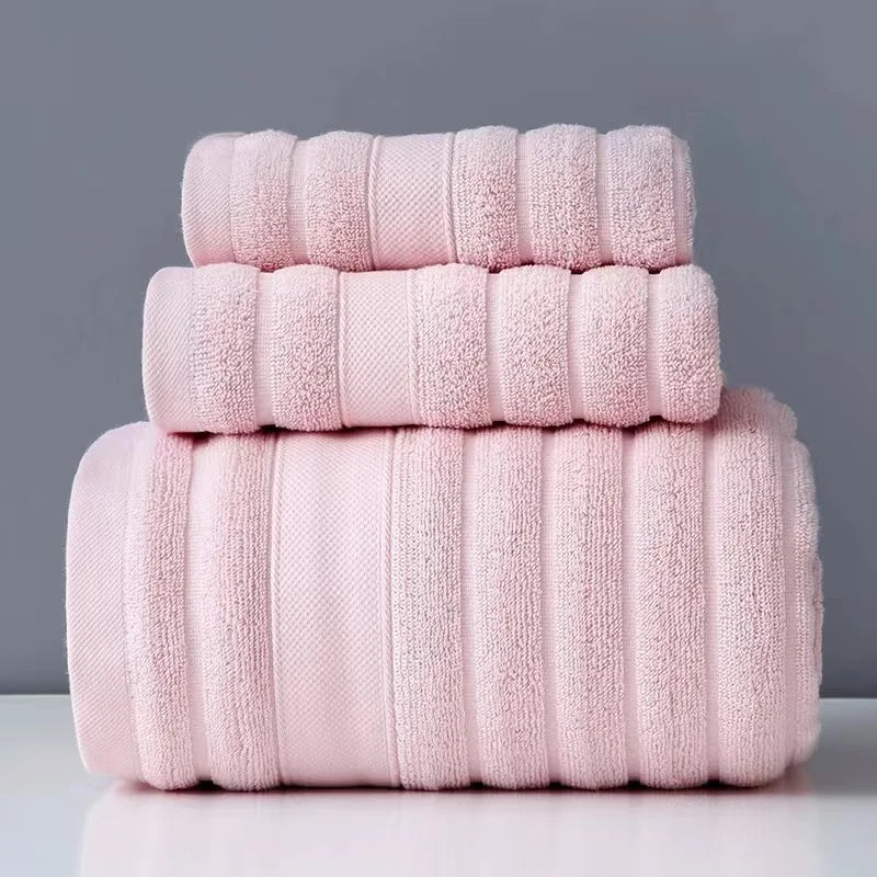Luxuoso Conjunto de Toalhas de Algodão - 3 Peças