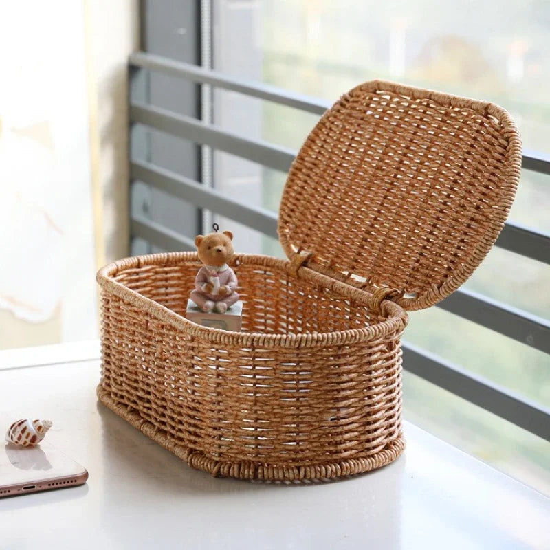 Cesto de Arrumação Boho em Rattan