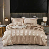 Luxuoso Conjunto de Roupa de Cama em Cetim às Riscas