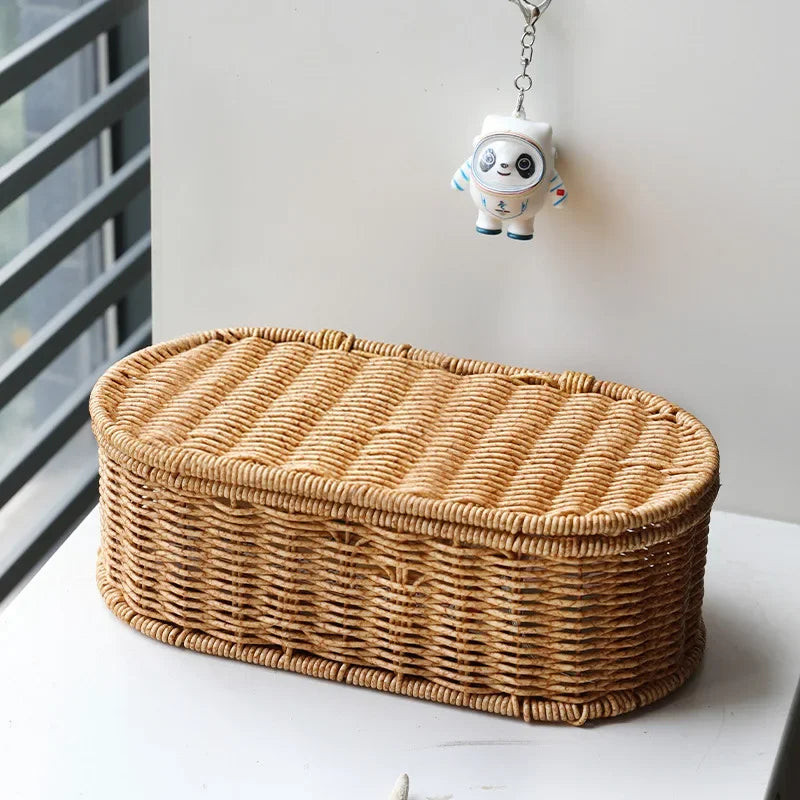 Cesto de Arrumação Boho em Rattan