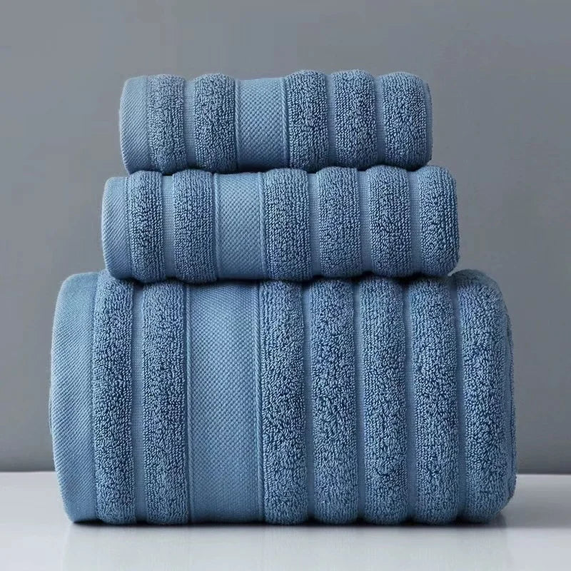 Luxuoso Conjunto de Toalhas de Algodão - 3 Peças